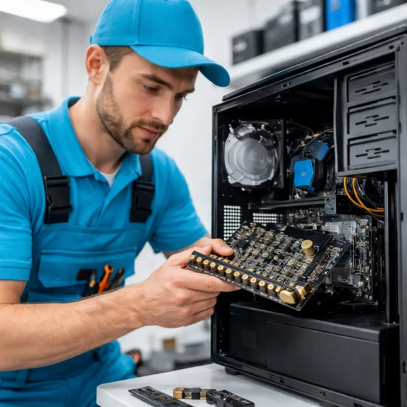 Мастер устанавливает звуковую карту на ПК в Люберцах